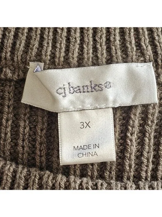 CJ Banks Sweater Womens 3XL Sage Green Textured Knit Pullover Cotton Blend - Picture 5 of 10